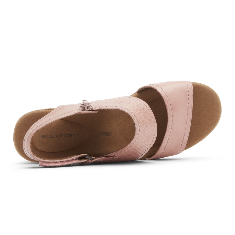 Rockport Singapore Womens Sandals - Briah Asymmetrical 2-Piece Pink - PI0284159